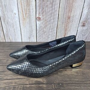 Rockport Total Motion Adelyn Slip On Black Snake Leather Ballet Flat Women's 8.5